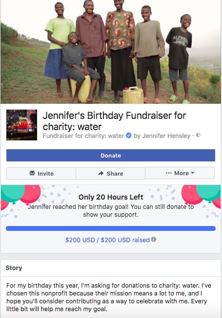 facebook fundraiser statistics example